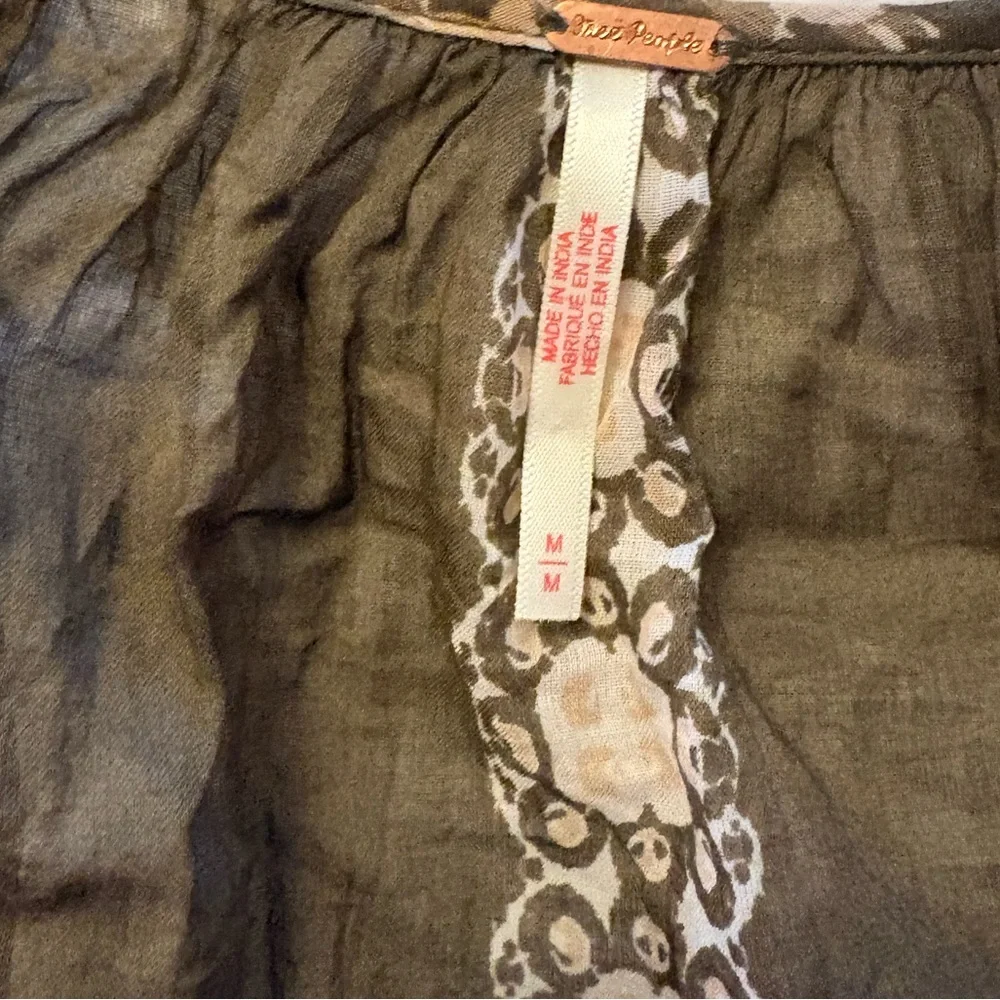 FREE PEOPLE NEW Elena printed billowy top -brown -medium - Picture 5 of 6